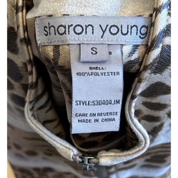 Sharon Young Womens S Full Zip Jacket Brown Leopard Animal Print Faux Suede NEW - Picture 7 of 7